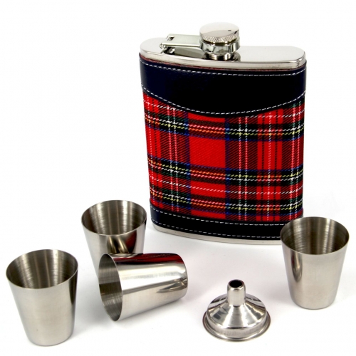 Набор с флягой для виски красная клетка T013-2 Hip Flask - фото 1 Darunok.ua Набор с флягой для виски красная клетка T013-2 Hip Flask