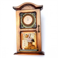 Ключница настенная деревянная с часами Чайка 05B-233B Two Captains