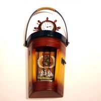 Ключница настенная часы со штурвалом морская тематика J29121C Two Captains