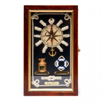 Ключница настенная деревянная с часами морская тематика N2515A Two Captains