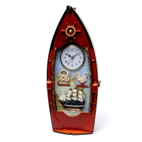 Настенная ключница с часами Парусный корабль 0035G Two Captains