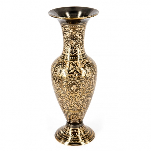 Металлическая ваза для цветов с гравировкой черная 3230-2 Brasstico