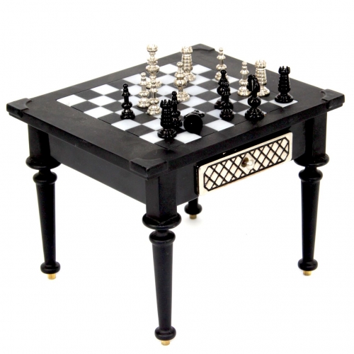 Шахи сувенірні маленькі металевий столик 0181 Lucky Gamer