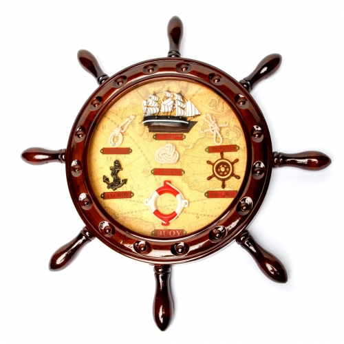 Часы в морском стиле Штурвал корабля 009-1 Two Captains