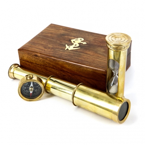 Сувенирный набор подзорная труба, магнитный компас, песочные часы NT.5258 Two Captains
