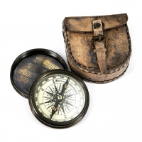 Магнитный компас в кожаном футляре в античном стиле NI148L Two Captains
