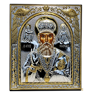 Икона Святого Николая EP514-009XM/P Silver Axion