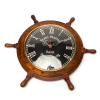 Часы в виде штурвала черные NI548 Two Captains