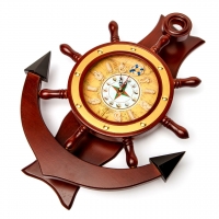 Часы штурвал с якорем настенные 1024-818A Two Captains