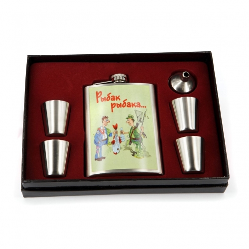 Фляга металлическая 4 рюмки воронка F112-2 Hip Flask - фото 1 Darunok.ua Фляга металлическая 4 рюмки воронка F112-2 Hip Flask