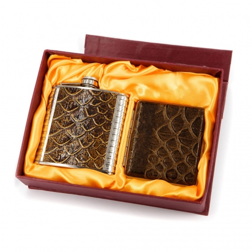 Подарочный набор фляга 6 oz и портсигар F34 Hip Flask