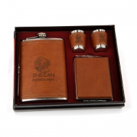 Набір шкіряна фляга для спиртних напоїв чарки 2 шт портсигар T002 Hip Flask