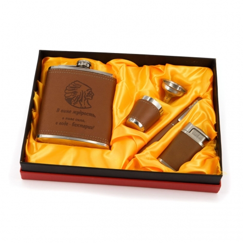 Подарочный набор с флягой для алкоголя A103 Hip Flask - фото 1 Darunok.ua Подарочный набор с флягой для алкоголя A103 Hip Flask