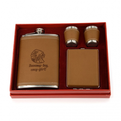 Фляга подарункова 2 чарки портсигар A109 Hip Flask - фото 1 Darunok.ua Фляга подарункова 2 чарки портсигар A109 Hip Flask