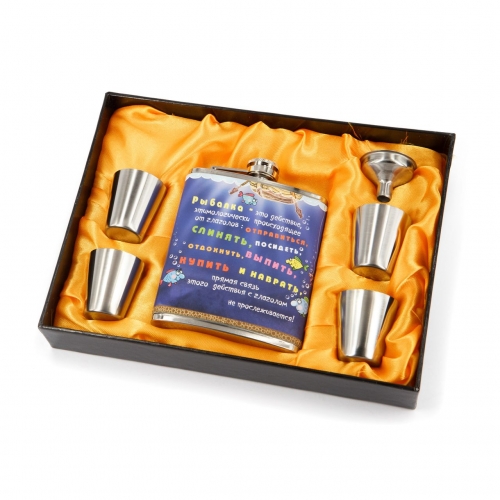 Фляга подарункова стопки 4 шт воронка A134-2 Hip Flask - фото 1 Darunok.ua Фляга подарункова стопки 4 шт воронка A134-2 Hip Flask