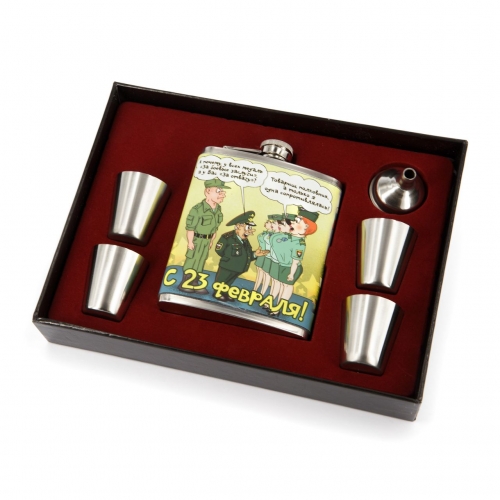 Фляга армійська стопки 4 шт воронка A148-3 Hip Flask - фото 1 Darunok.ua Фляга армійська стопки 4 шт воронка A148-3 Hip Flask