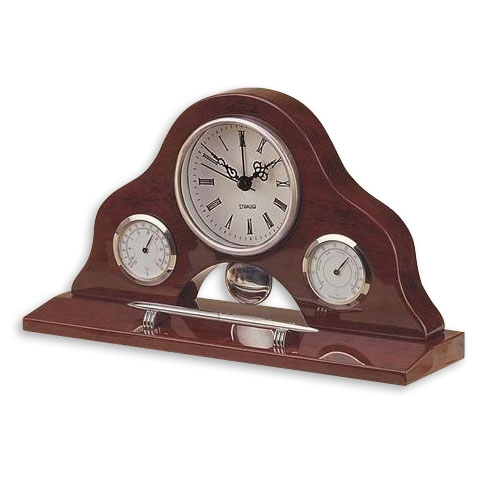 Набор офисный настольный подарочный PW8132 часы, гигрометр, термометр, ручка 