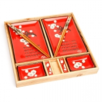 Набор посуды для суши красный Ветка сакуры B150 Darunok