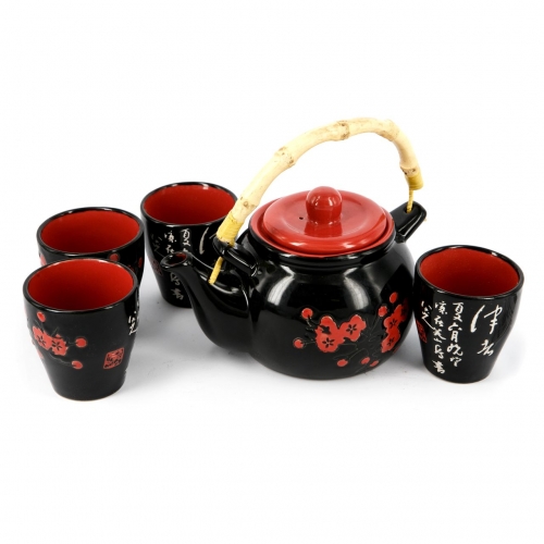 Японський чайний сервіз "Сакура" чорний А037-2 Darunok