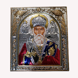 Икона Святой Николай Чудотворец EP513-009XM/P/C Silver Axion