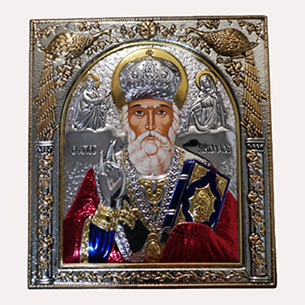 Икона Святого Николая Чудотворца EP514-009XM/P/C Silver Axion