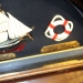 Вешалка для одежды в морском стиле со штурвалом и моделью парусника 6032-48 