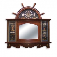 Вішалка для одягу в морському стилі з годинником і штурвалом A130-68A 