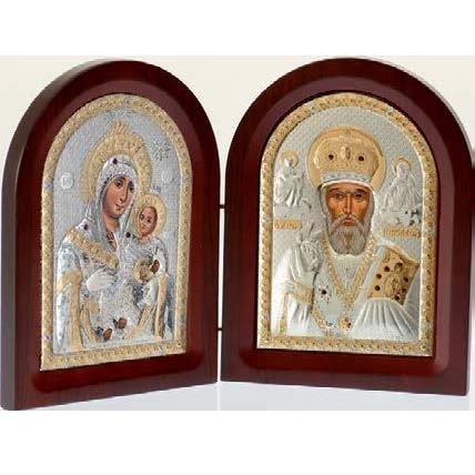 Икона складень Вифлеемская Богородица и Николай Чудотворец MA/E1356-28X Prince Silvero