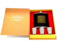Фляга з гербом України в футлярі книзі Книга мисливця 166 Hip Flask