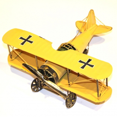 Модель двух крыльного самолета биплана желтый 819A Decos