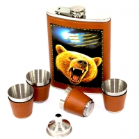Набір Фляга і стопки Ведмідь TZ-02-1 Hip Flask Набір Фляга і стопки Ведмідь TZ-02-1 Hip Flask