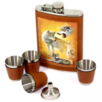 Набір Фляга і стопки Вовк TZ-02-2 Hip Flask