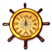 Настенные часы с морской тематикой в виде штурвала 014-800 Two Captains