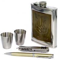 Подарунковий набір з флягою Герб України A121 Hip Flask