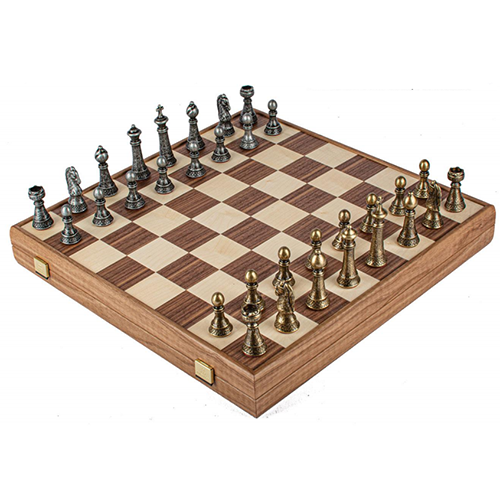 Шахматы Орех-Дуб с металлическими фигурами Стaунтон SKW33Z50K Manopoulos