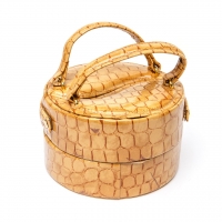 Шкатулка для украшений из эко кожи Инь Янь бежевая 190-2 