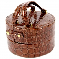 Шкатулка для украшений из эко кожи коричневая 212 