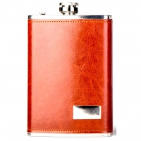 Фляга в шкірі на 8 унцій під логотип червоно-коричнева 146-8C Hip Flask