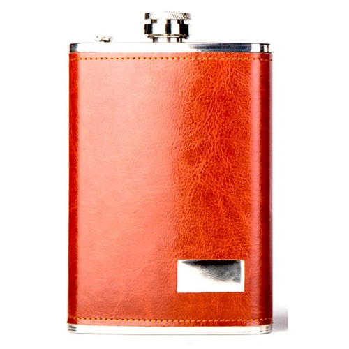 Фляга в коже на 10 унций под логотип красно коричневая A146-10C Hip Flask - фото 1 Darunok.ua Фляга в коже на 10 унций под логотип красно коричневая A146-10C Hip Flask