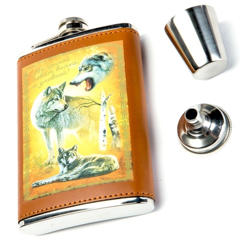 Набор Фляга подарочная и рюмка Волк TZ-04 Hip Flask - фото 1 Darunok.ua Набор Фляга подарочная и рюмка Волк TZ-04 Hip Flask