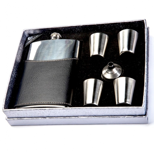 Фляга из нержавейки с рюмками TZ-10 Hip Flask - фото 1 Darunok.ua Фляга из нержавейки с рюмками TZ-10 Hip Flask