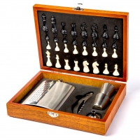 Набір шахів і фляга для алкоголю з аксесуарами TZ-15 Hip Flask