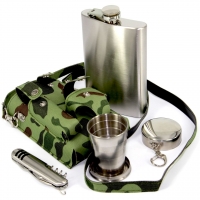 Фляга в чехле с рюмкой и перочинным ножом PT-9-A Hip Flask Фляга в чехле с рюмкой и перочинным ножом PT-9-A Hip Flask
