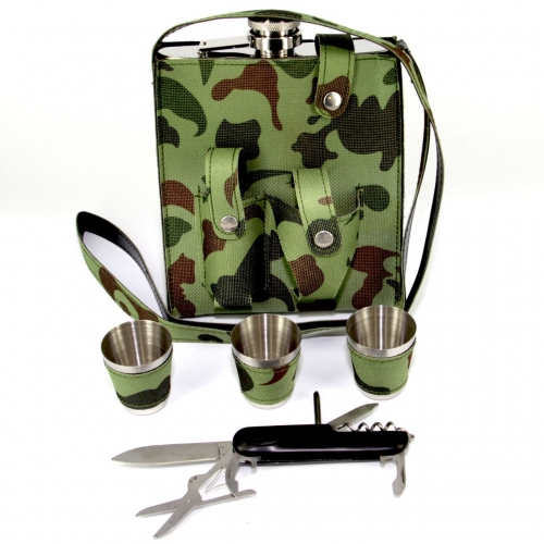 Фляга со стопками в камуфлированном чехле PT-18-B Hip Flask