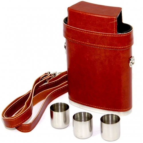 Фляга в чехле со стопками BZ-9 Hip Flask - фото 1 Darunok.ua Фляга в чехле со стопками BZ-9 Hip Flask