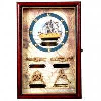 Настенная ключница деревянная Морской корабль с узлами 3020A Two Captains