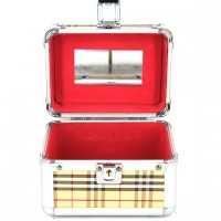 Шкатулка для украшений средняя клетка бежевая 8016-2 