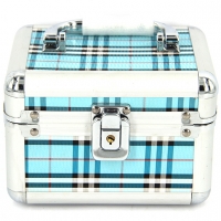 Шкатулка для украшений средняя клетка голубая 8016-2 