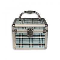 Шкатулка сундучок для украшений большая клетка голубая 8016-3 