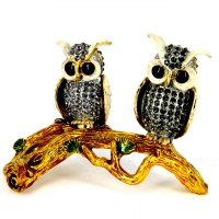 Шкатулка зі стразами статуетки сови на гілці 3086 